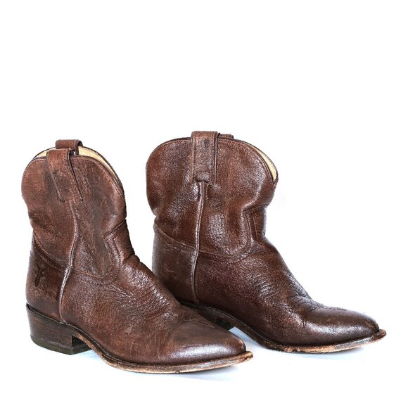 FRYE Brown Distressed Ankle Cowboy Boots, Woman's Size 9 - Picture 1 of 6